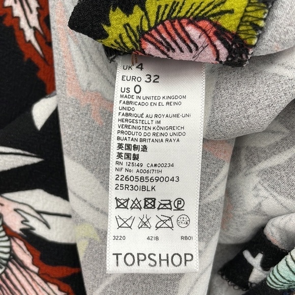 Topshop Mini Dress Tunic Floral Sheer Panel Black Pink Size 0 - Picture 7 of 12